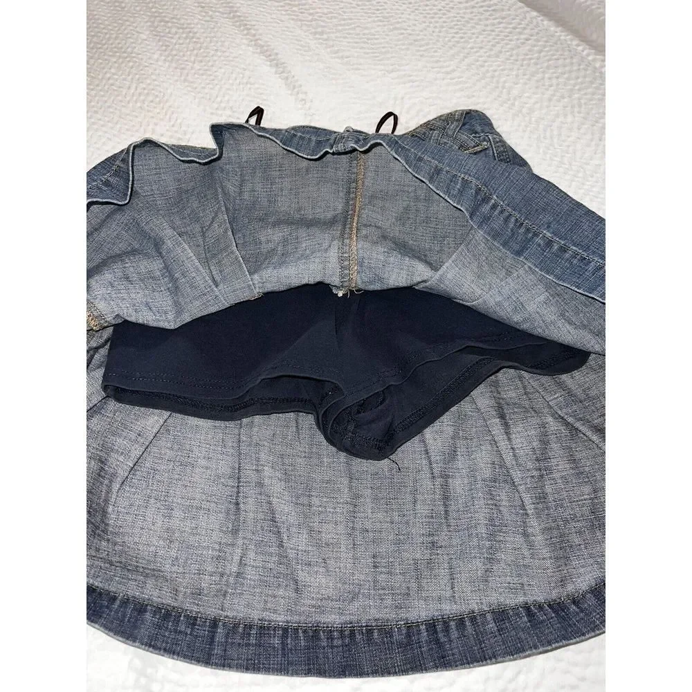 GAP Vintage 2002 Y2K Girls Jean Skirt  Sz 12 Zipper Adjustable Waist Pleated‎